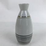 Japanese Porcelain Sake Bottle Tokkuri Vtg Ichi-Go White Gold Black Lines TS716