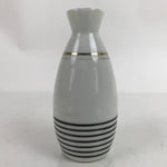 Japanese Porcelain Sake Bottle Tokkuri Vtg Ichi-Go White Gold Black Lines TS716