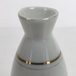 Japanese Porcelain Sake Bottle Tokkuri Vtg Ichi-Go White Gold Black Lines TS716