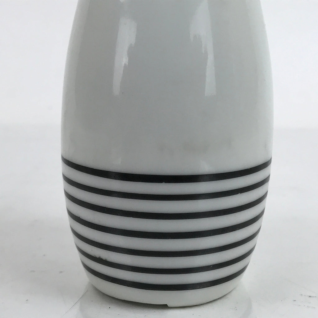 Japanese Porcelain Sake Bottle Tokkuri Vtg Ichi-Go White Gold Black Lines TS716