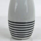 Japanese Porcelain Sake Bottle Tokkuri Vtg Ichi-Go White Gold Black Lines TS716
