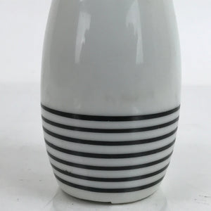 Japanese Porcelain Sake Bottle Tokkuri Vtg Ichi-Go White Gold Black Lines TS716