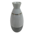 Japanese Porcelain Sake Bottle Tokkuri Vtg Ichi-Go White Gold Black Lines TS716