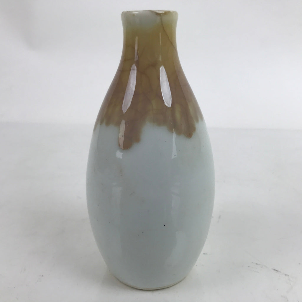 Japanese Porcelain Sake Bottle Tokkuri Vtg Ichi-Go White Rosy Pink Crackle TS710