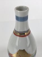 Japanese Porcelain Sake Bottle Tokkuri Vtg Jun Takekoshi Mt. Fuji Gold TS643