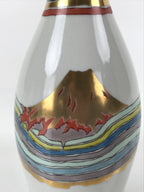 Japanese Porcelain Sake Bottle Tokkuri Vtg Jun Takekoshi Mt. Fuji Gold TS643