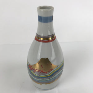 Japanese Porcelain Sake Bottle Tokkuri Vtg Jun Takekoshi Mt. Fuji Gold TS643