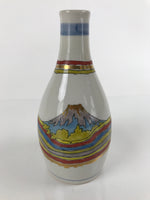 Japanese Porcelain Sake Bottle Tokkuri Vtg Jun Takekoshi Mt. Fuji Gold TS644