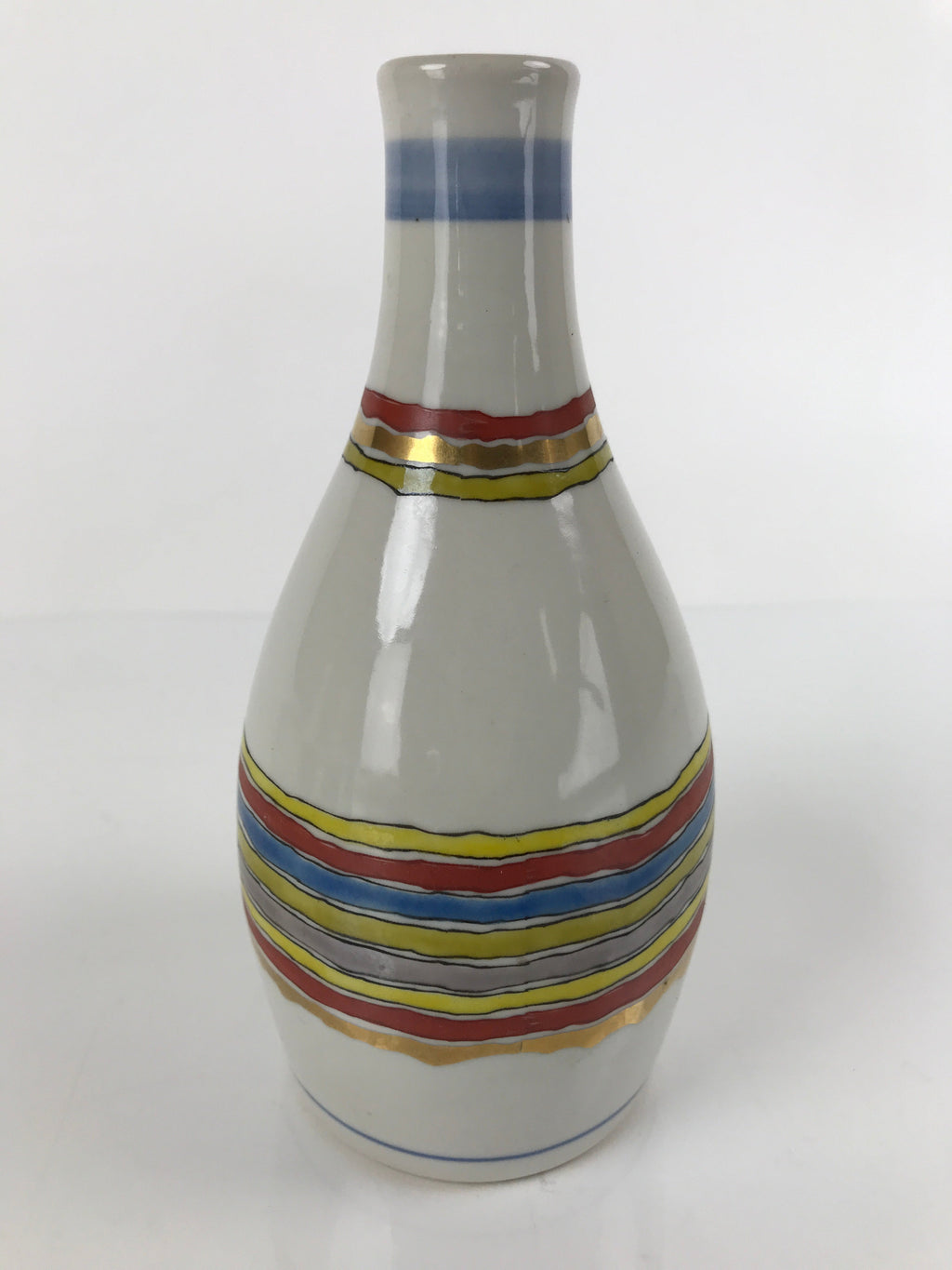 Japanese Porcelain Sake Bottle Tokkuri Vtg Jun Takekoshi Mt. Fuji Gold TS644