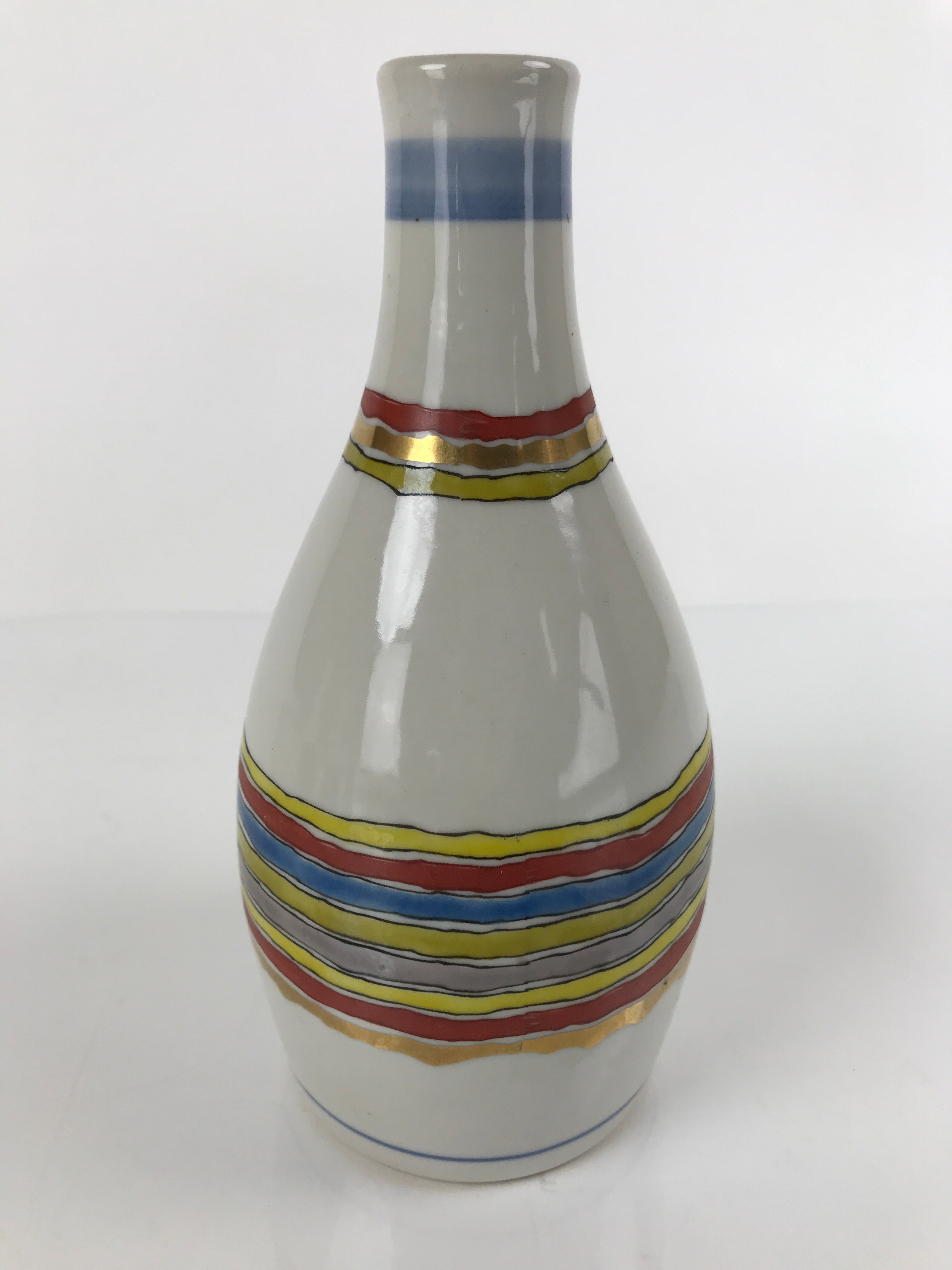 Japanese Porcelain Sake Bottle Tokkuri Vtg Jun Takekoshi Mt. Fuji Gold TS644