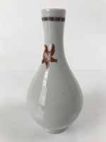 Japanese Porcelain Sake Bottle Tokkuri Vtg Jun Takekoshi Red Lilies Design TS641