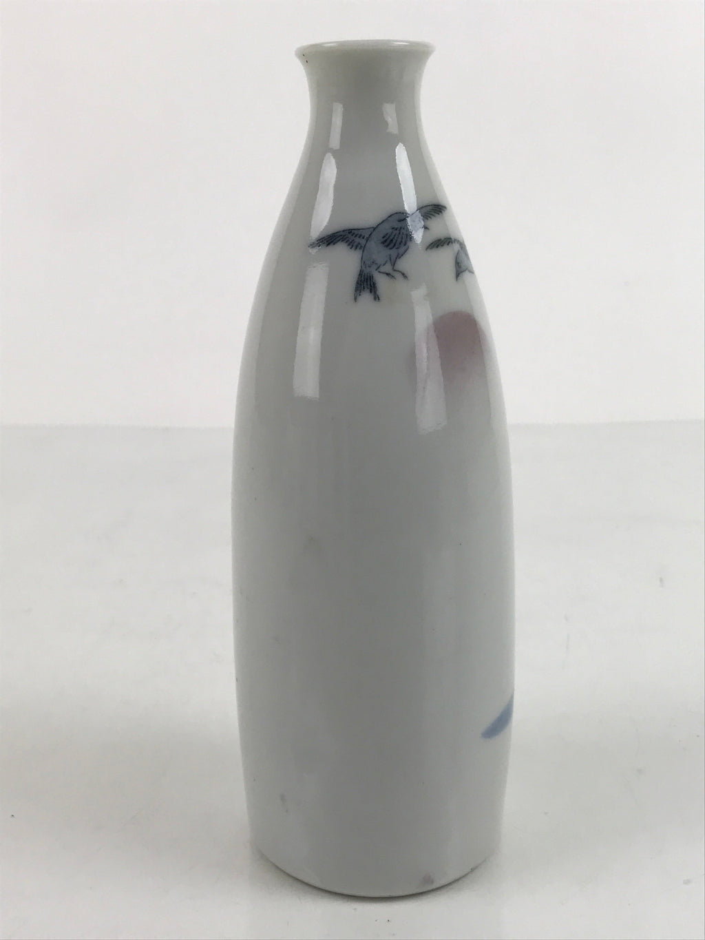 Japanese Porcelain Sake Bottle Tokkuri Vtg Man Feeding Birds Rising Sun TS681
