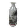 Japanese Porcelain Sake Bottle Tokkuri Vtg Mountains House Pagoda Fog TS772
