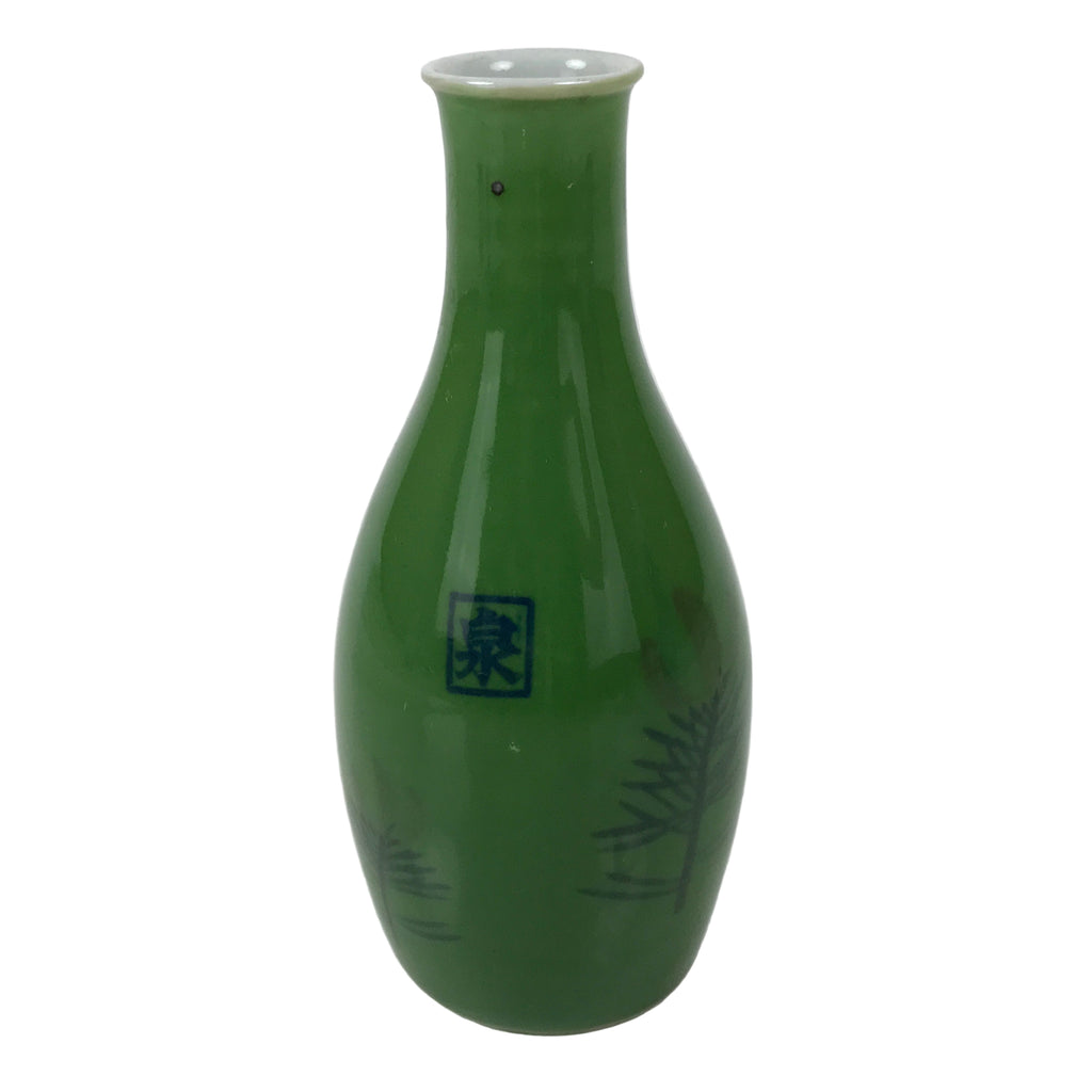 Japanese Porcelain Sake Bottle Tokkuri Vtg Pine Needle Matsuba Green TS829