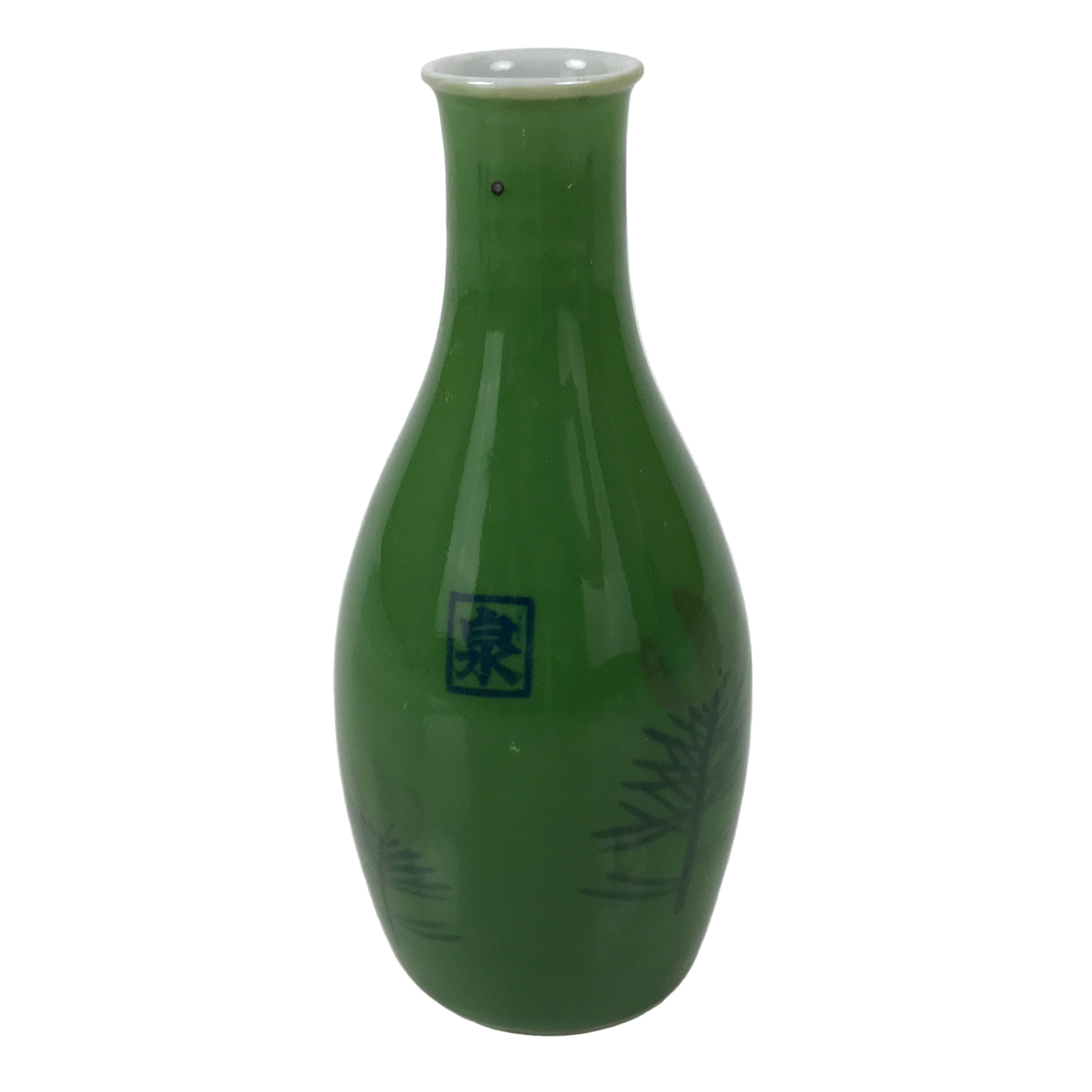 Japanese Porcelain Sake Bottle Tokkuri Vtg Pine Needle Matsuba Green TS829