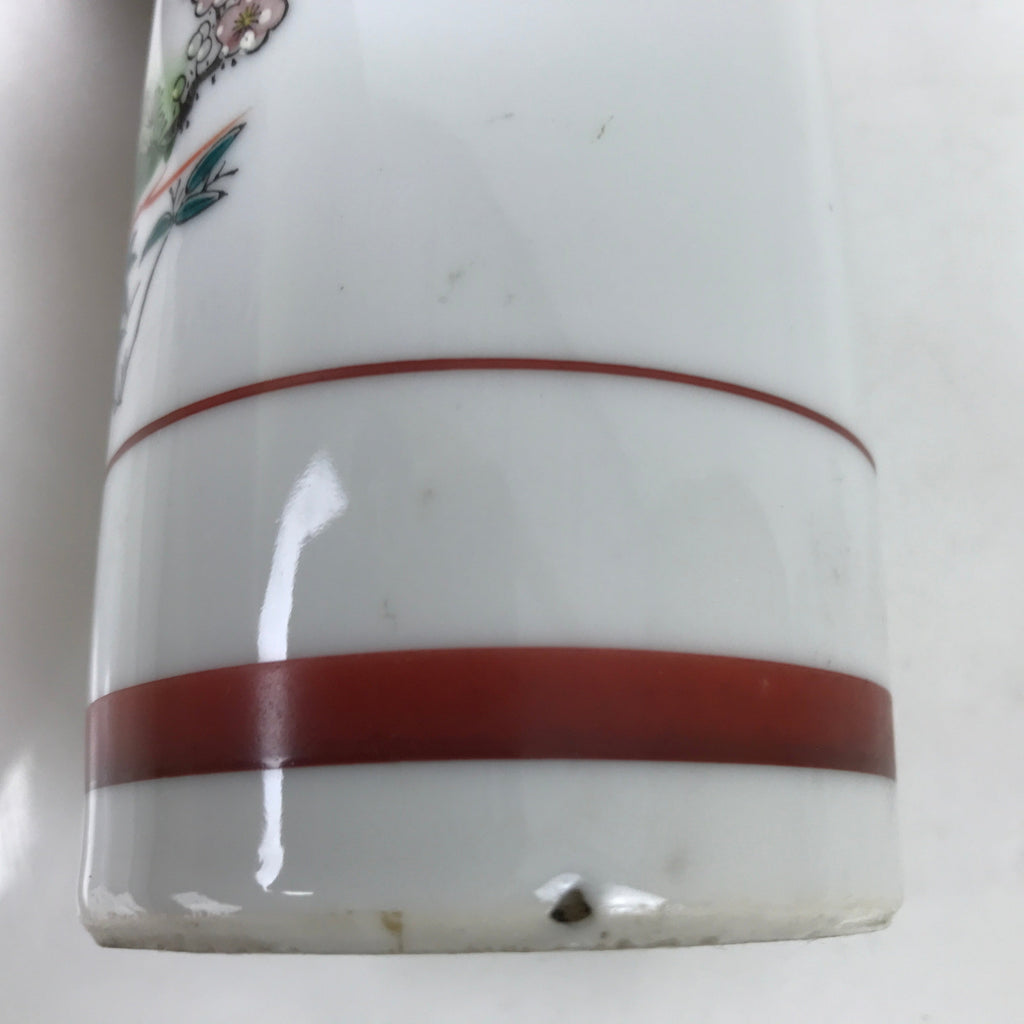 Japanese Porcelain Sake Bottle Tokkuri Vtg Plum Blossoms Pine Tree Bamboo TS773
