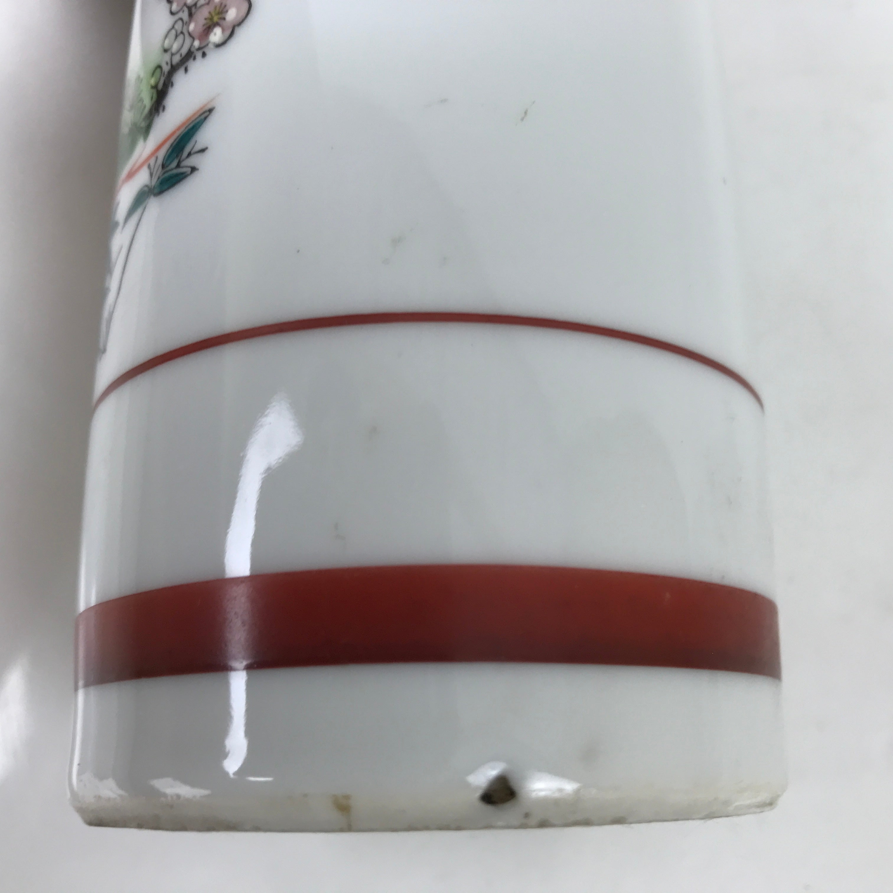 Japanese Porcelain Sake Bottle Tokkuri Vtg Plum Blossoms Pine Tree Bamboo TS773