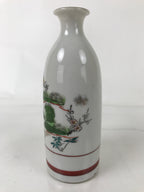 Japanese Porcelain Sake Bottle Tokkuri Vtg Plum Blossoms Pine Tree Bamboo TS773