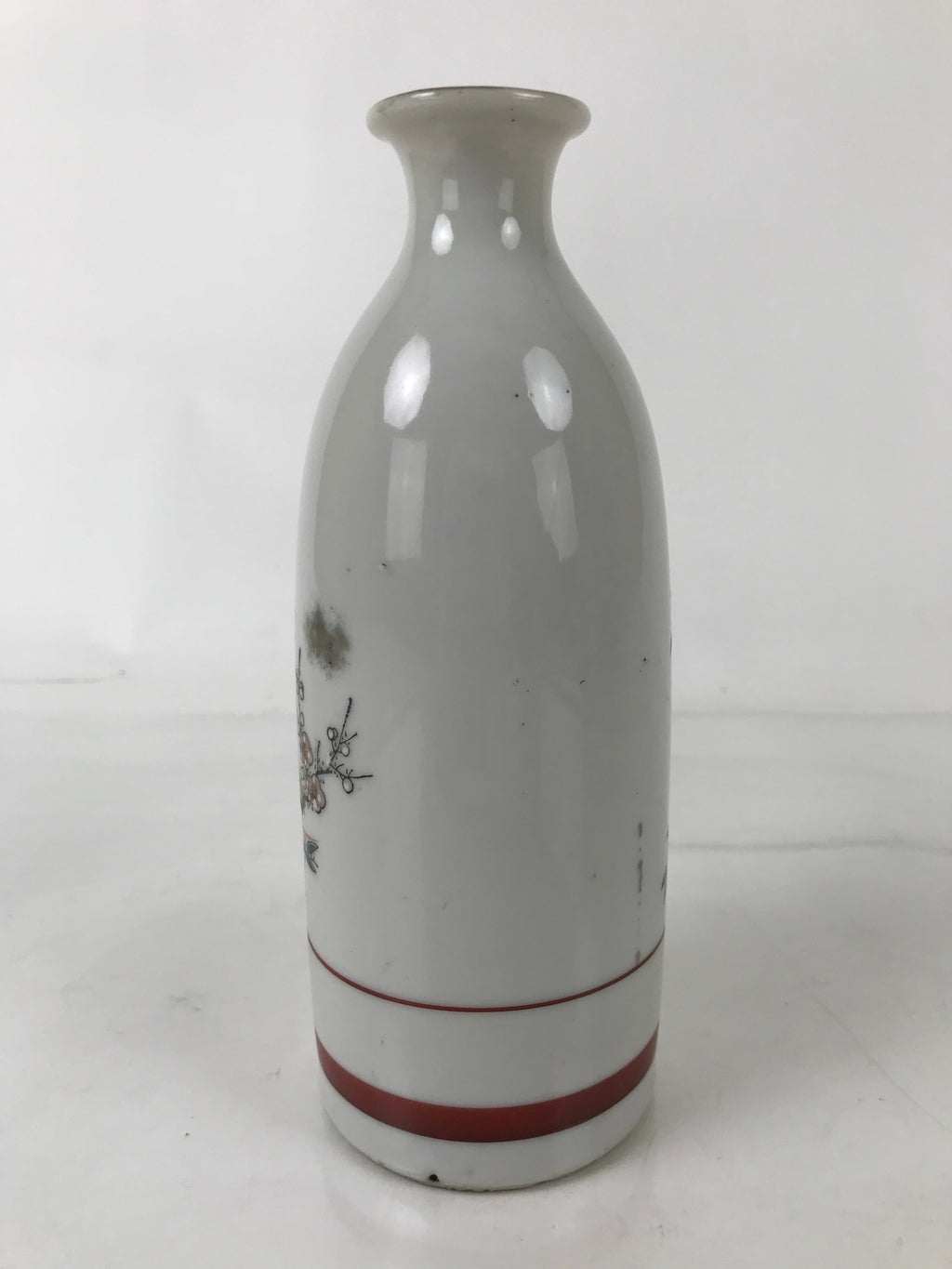 Japanese Porcelain Sake Bottle Tokkuri Vtg Plum Blossoms Pine Tree Bamboo TS773
