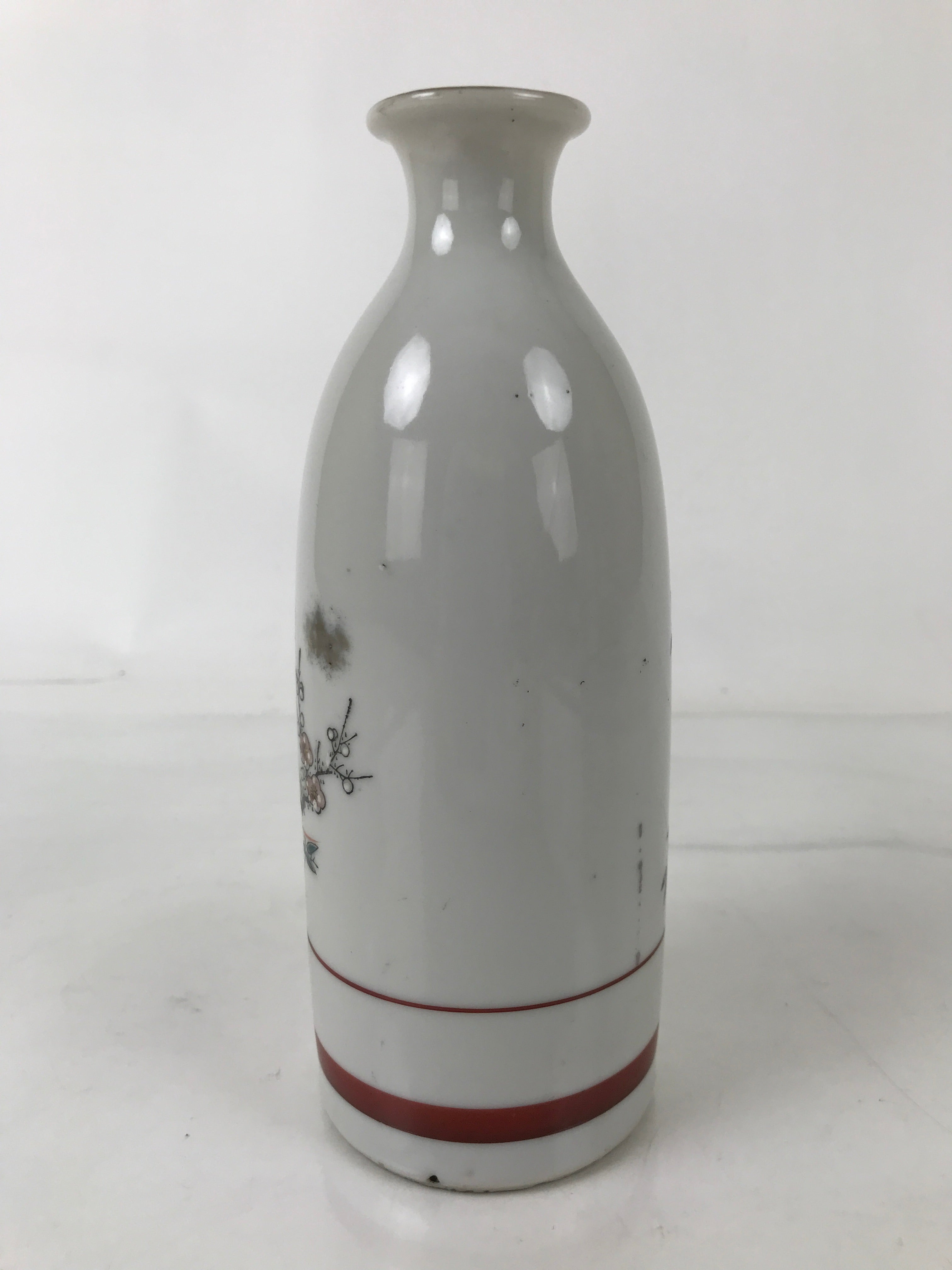 Japanese Porcelain Sake Bottle Tokkuri Vtg Plum Blossoms Pine Tree Bamboo TS773