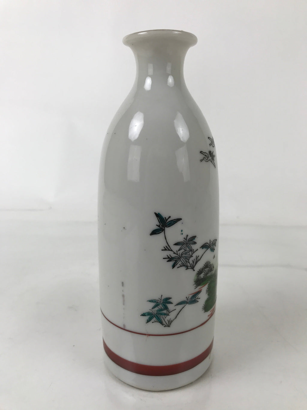 Japanese Porcelain Sake Bottle Tokkuri Vtg Plum Blossoms Pine Tree Bamboo TS773