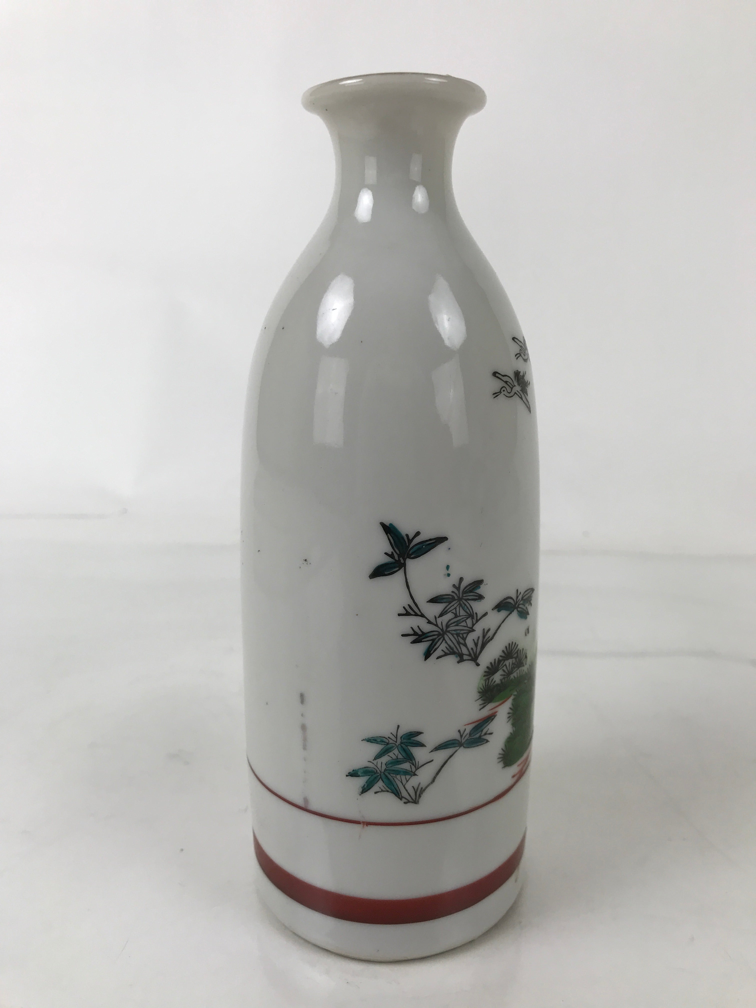 Japanese Porcelain Sake Bottle Tokkuri Vtg Plum Blossoms Pine Tree Bamboo TS773