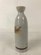 Japanese Porcelain Sake Bottle Tokkuri Vtg Plum Blossoms Tanka Poem Red TS771