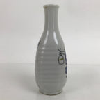 Japanese Porcelain Sake Bottle Tokkuri Vtg Samurai Man White Blue TS725