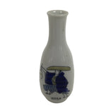 Japanese Porcelain Sake Bottle Tokkuri Vtg Samurai Man White Blue TS725