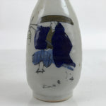 Japanese Porcelain Sake Bottle Tokkuri Vtg Samurai Man White Blue TS726