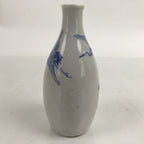 Japanese Porcelain Sake Bottle Tokkuri Vtg Tsuru Cranes White Blue TS728