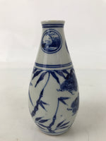 Japanese Porcelain Sake Bottle Tokkuri Vtg White Blue Sometsuke Pine Plum TS825