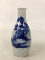 Japanese Porcelain Sake Bottle Tokkuri Vtg White Blue Sometsuke Pine Tree TS826