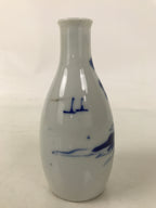 Japanese Porcelain Sake Bottle Tokkuri Vtg White Blue Sometsuke Pine Tree TS826