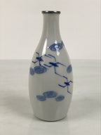 Japanese Porcelain Sake Bottle Tokkuri White Blue Water Strider Whirlpool TS924
