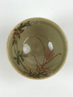 Japanese Porcelain Sake Cup Kutani Ware Dragonfly Plants Guinomi Beige Blue G86