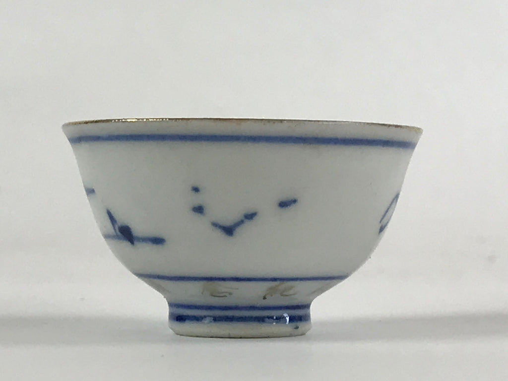 Japanese Porcelain Sake Cup Kutani Ware Vtg Gold Foil Rabbit G88