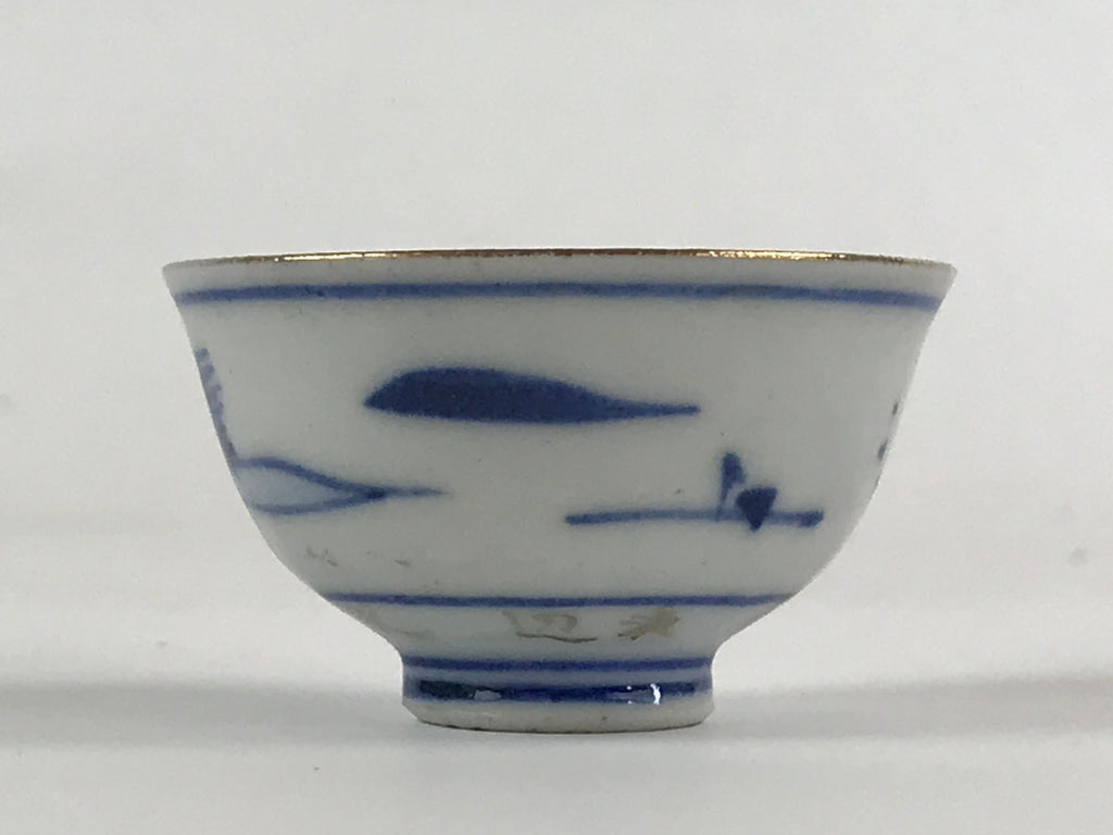 Japanese Porcelain Sake Cup Kutani Ware Vtg Gold Foil Rabbit G88