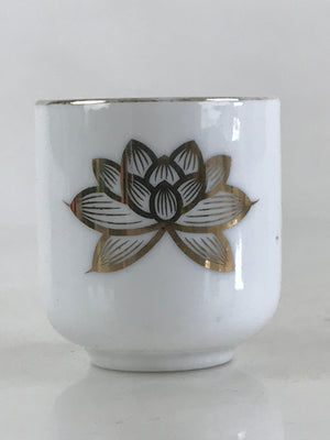 Japanese Porcelain Sake Cup Lotus Flower Buddhist Altar Offering Cup White G59