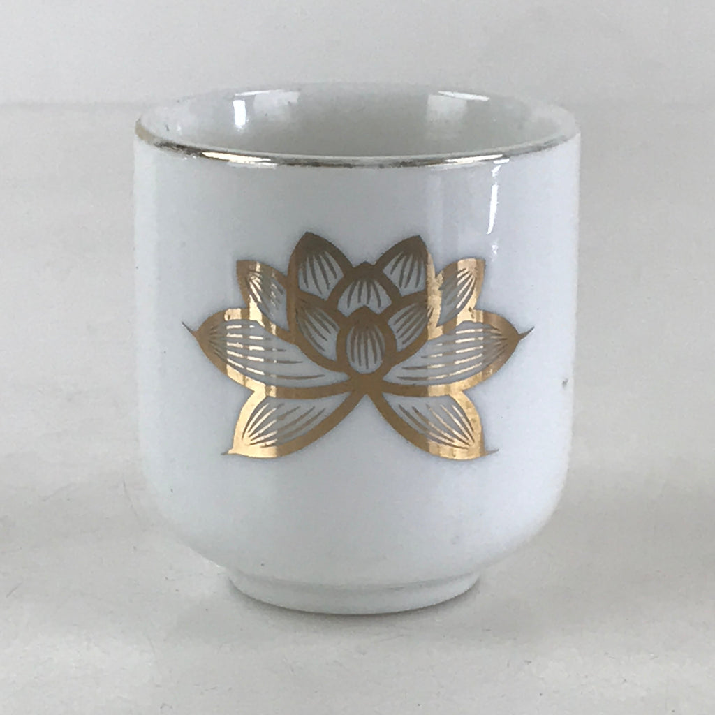 Japanese Porcelain Sake Cup Lotus Flower Buddhist Altar Offering Cup White G59
