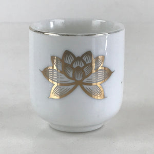 Japanese Porcelain Sake Cup Lotus Flower Buddhist Altar Offering Cup White G59