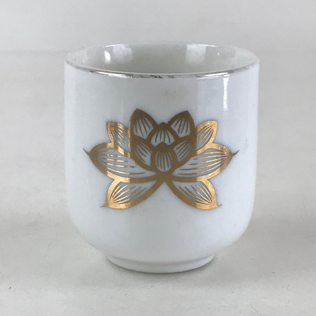 Japanese Porcelain Sake Cup Lotus Flower Buddhist Altar Offering Cup White G60