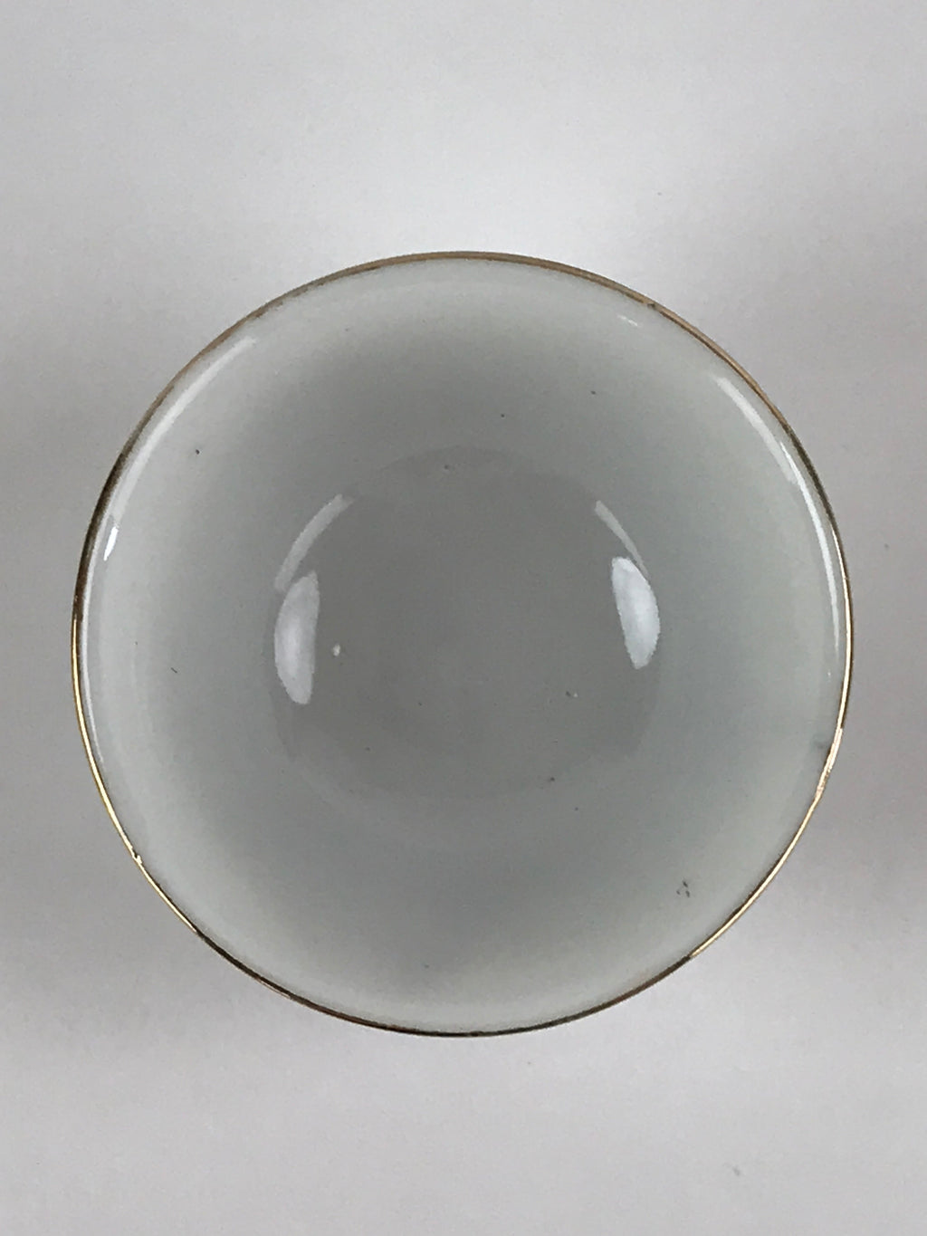 Japanese Porcelain Sake Cup Man Mosquito White Vtg Guinomi Gold Foil G87
