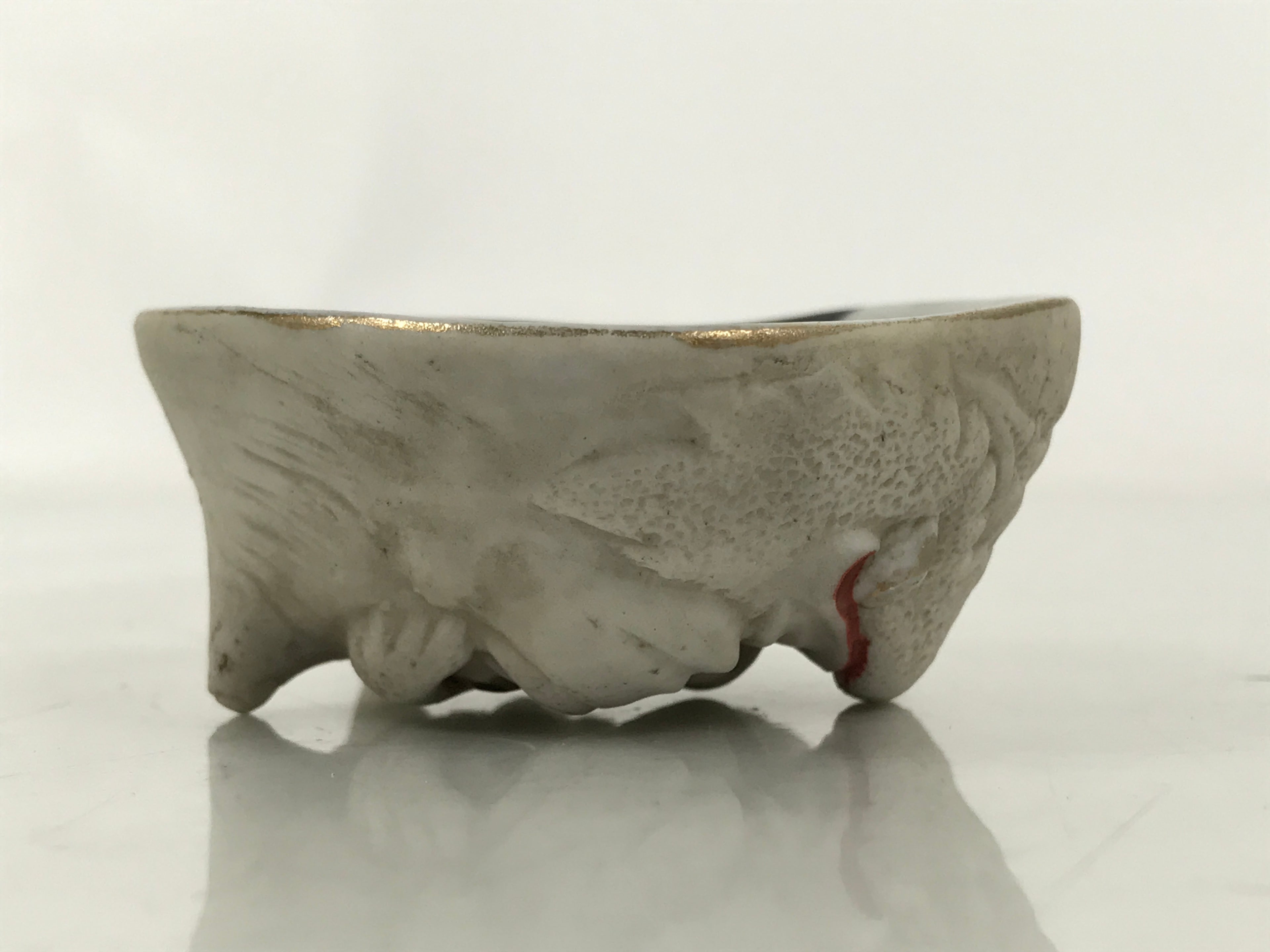 Japanese Porcelain Sake Cup Ochoko Guinomi Oni Otafuku Devil Sculpture G284