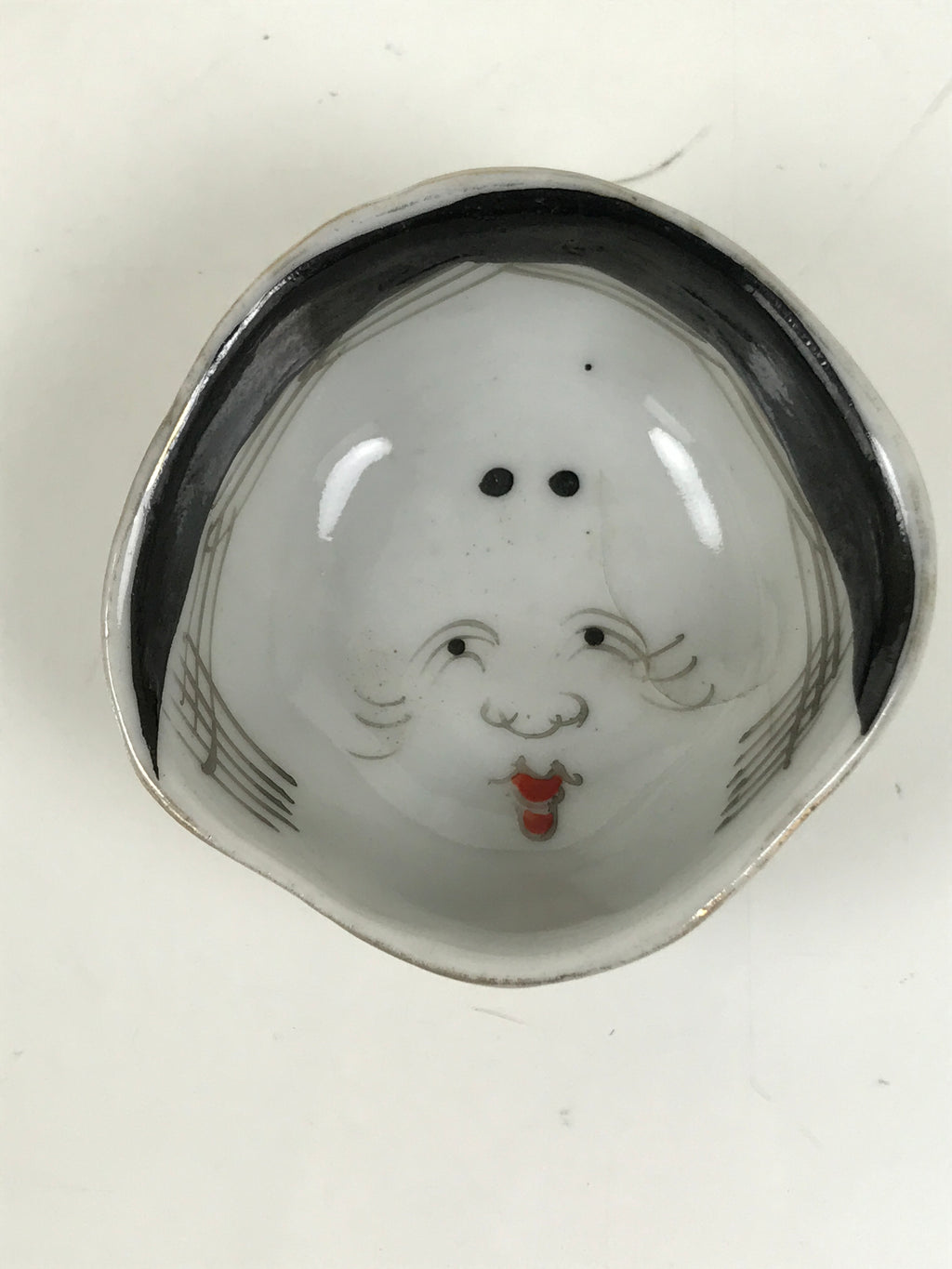 Japanese Porcelain Sake Cup Ochoko Guinomi Oni Otafuku Devil Sculpture G284