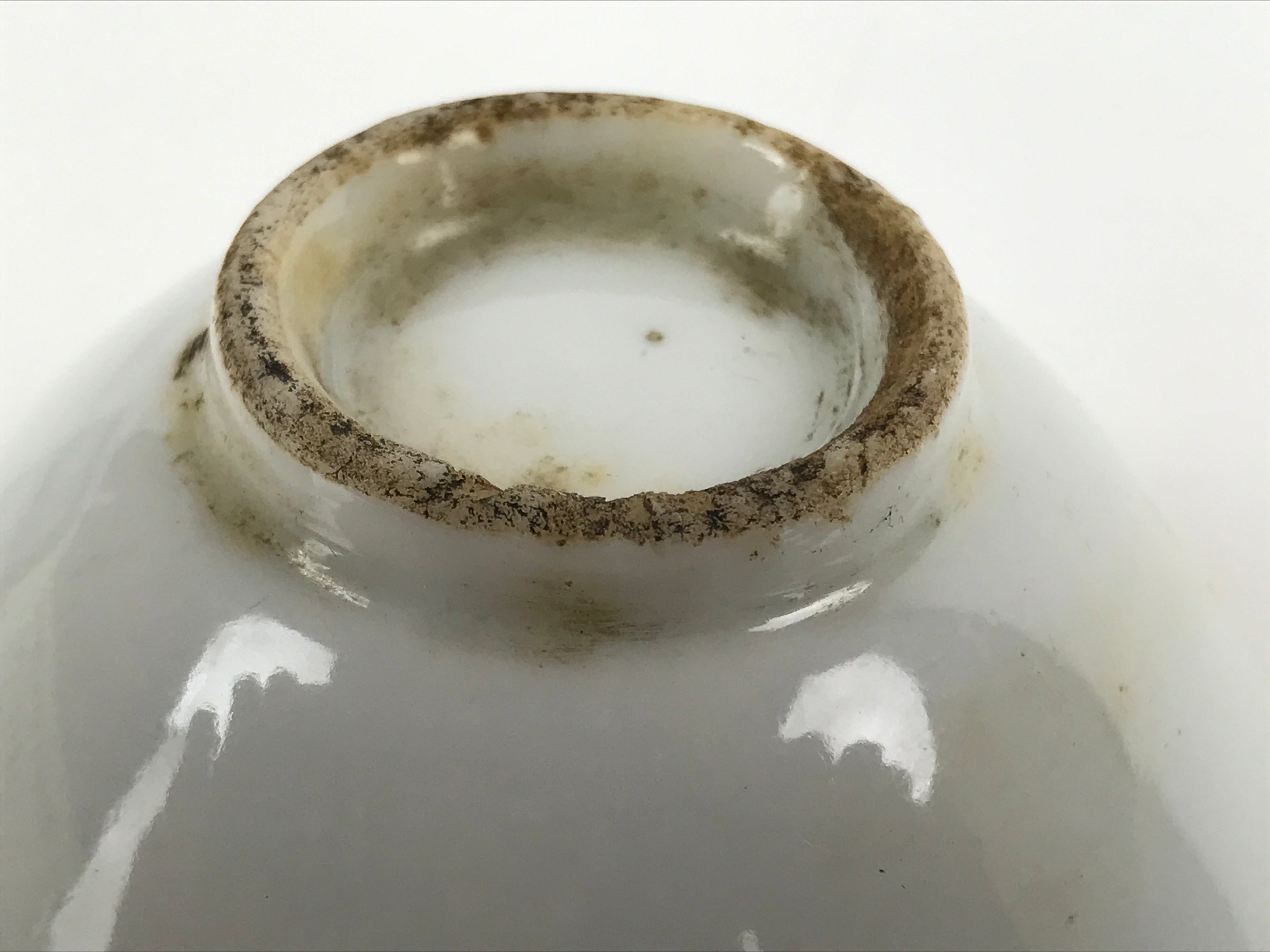 Japanese Porcelain Sake Cup Sakazuki Vtg White Blue Commemorative G247