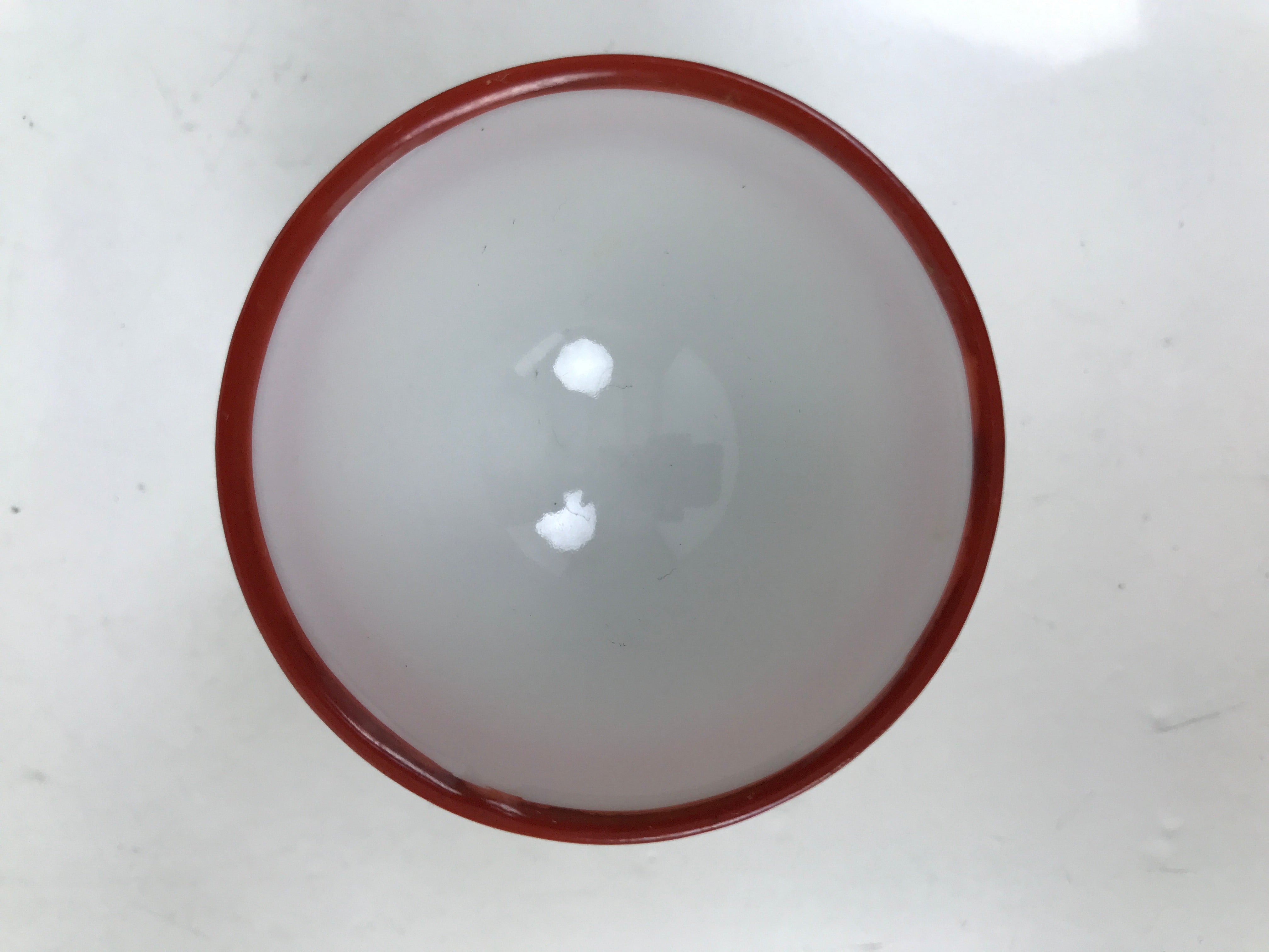 Japanese Porcelain Sake Cup Vtg Footed Ochoko Rappa Guinomi White Red Green G294