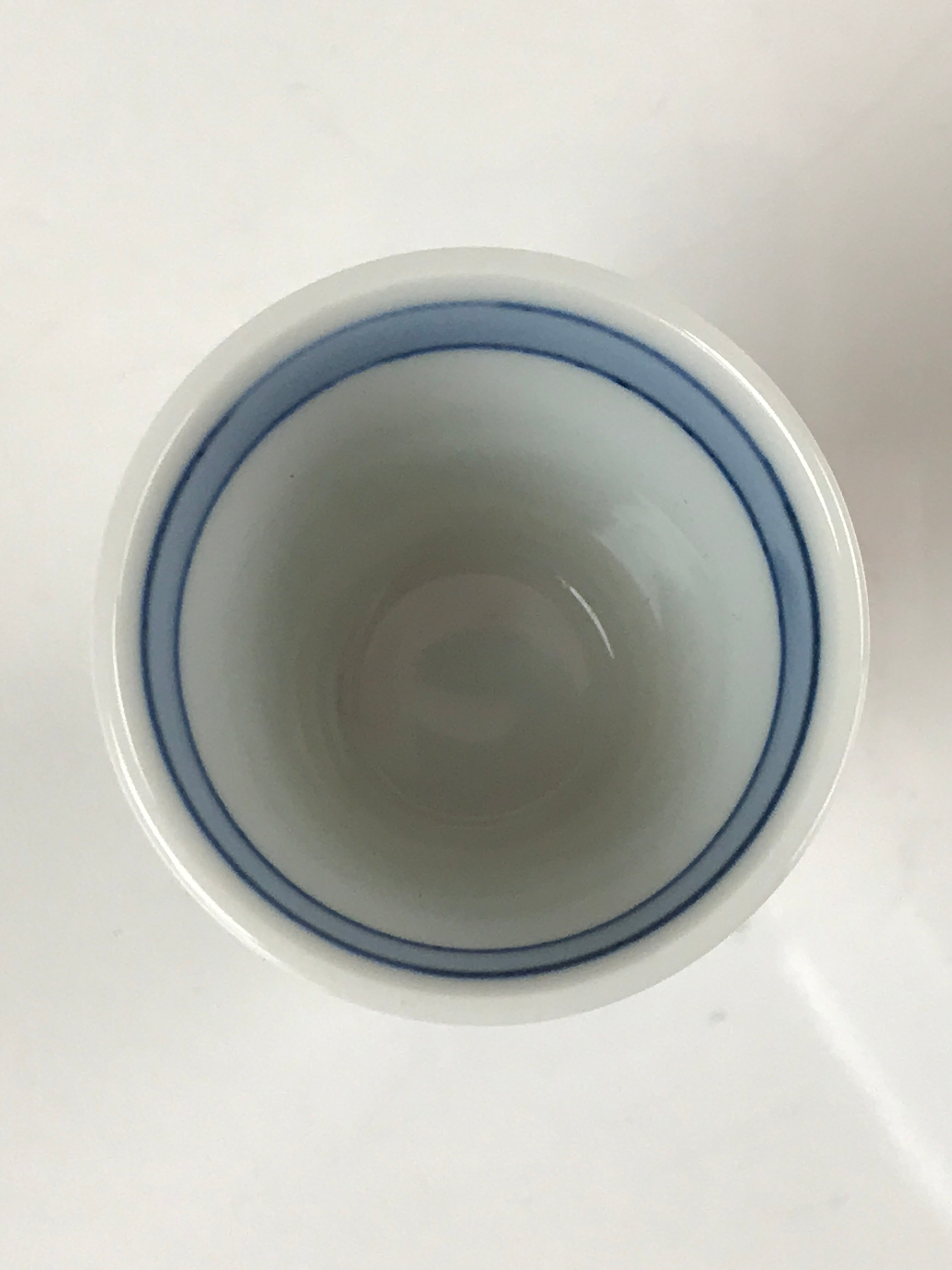 Japanese Porcelain Sake Cup Vtg Rappa Ochoko Guinomi Blue Red Green Stripe G158