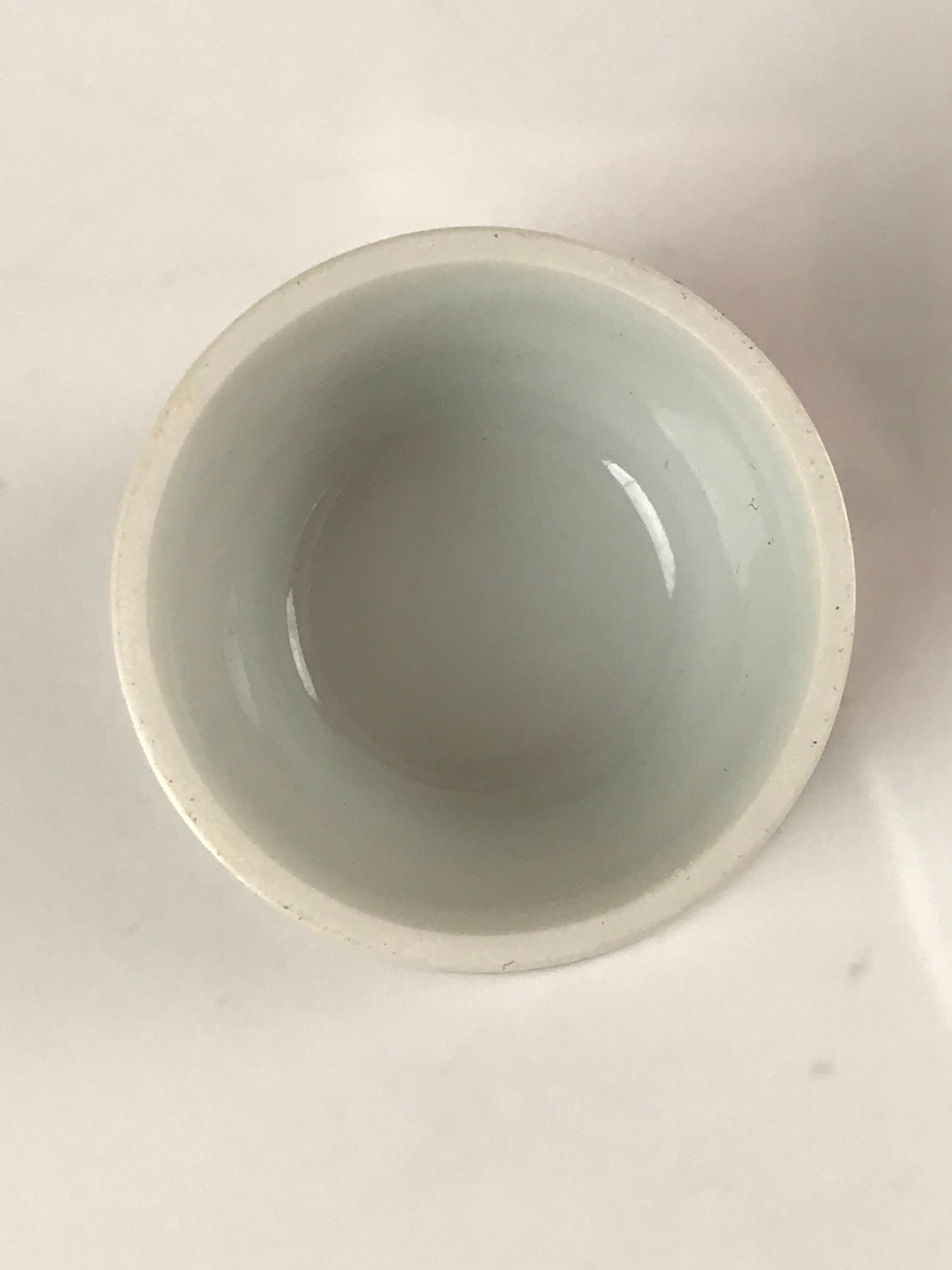 Japanese Porcelain Sake Cup Vtg Rappa Ochoko Guinomi Blue Red Green Stripe G158