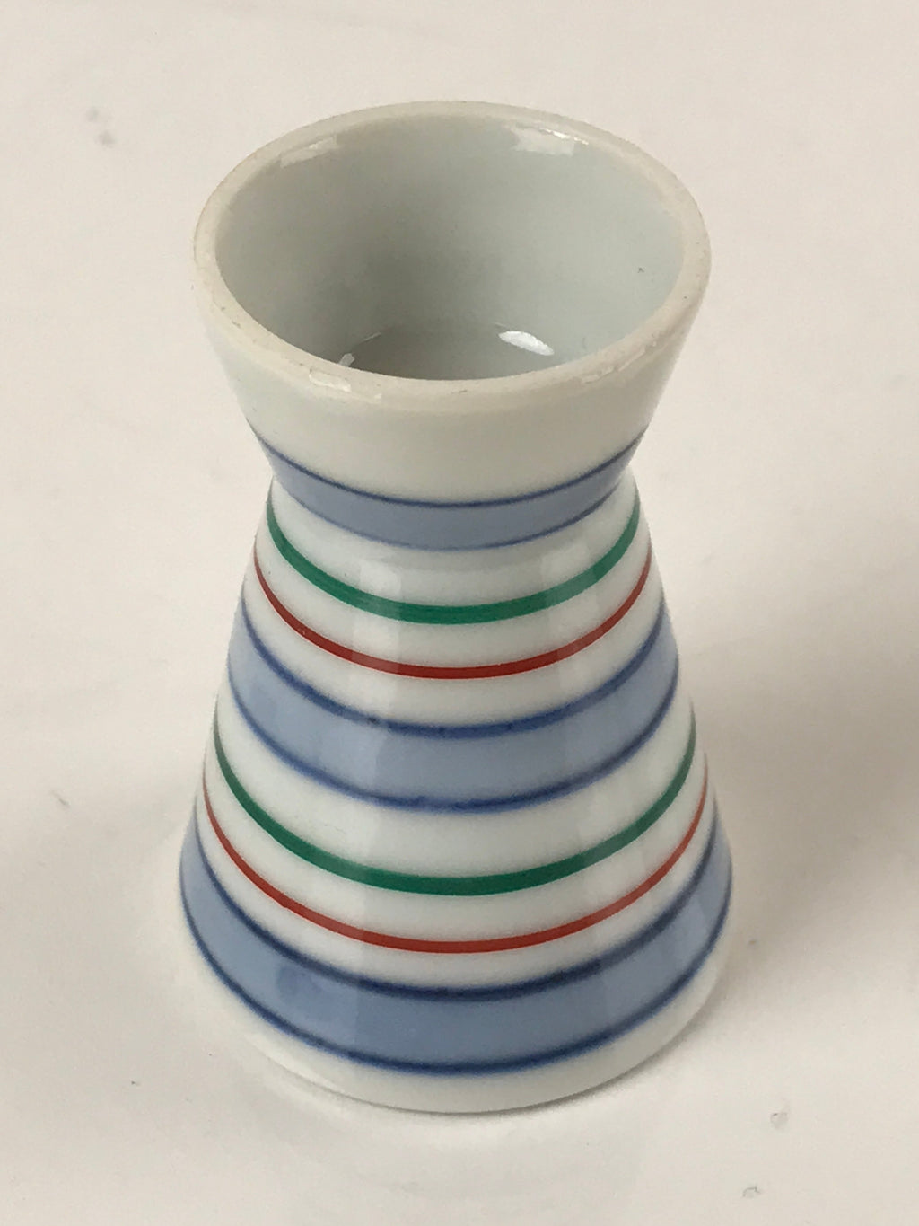Japanese Porcelain Sake Cup Vtg Rappa Ochoko Guinomi Blue Red Green Stripe G158